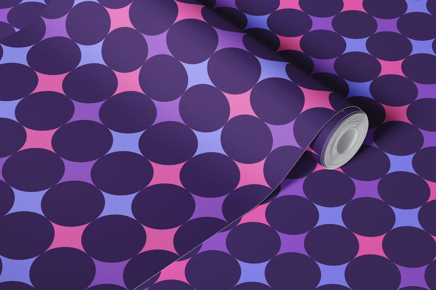 Happy retro diamonds dark Pink, purple, fuchsia wallpaper roll