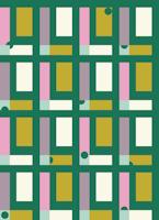 Happy retro checks spring green, pink behang