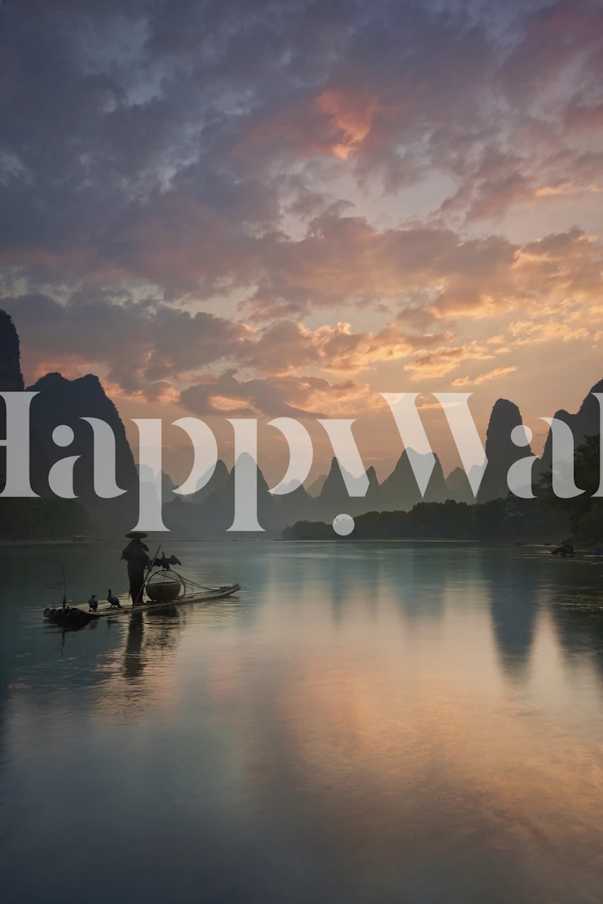 Li River Sunrise wallpaper in a room