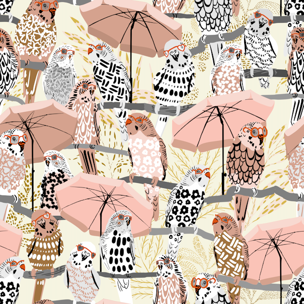 budgie on vacation cream white