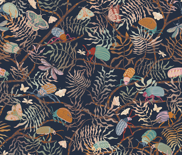 Beetles and butterflies dark bckg