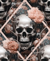 Skulls And Roses Gothic Romance Elegance Pattern Peach papiers peint