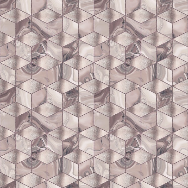 Cubics Modern 3D Geometry Pattern Rose Gold