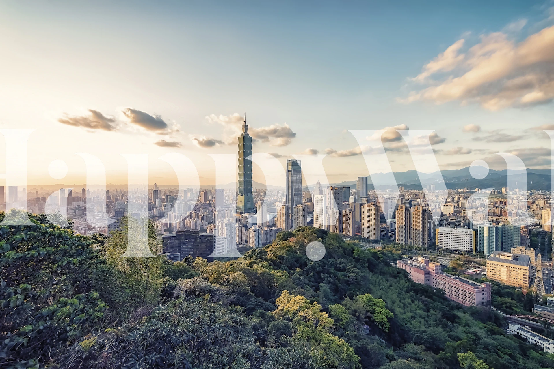 Taipei City skyline wall mural with Taipei 101 skyscraper