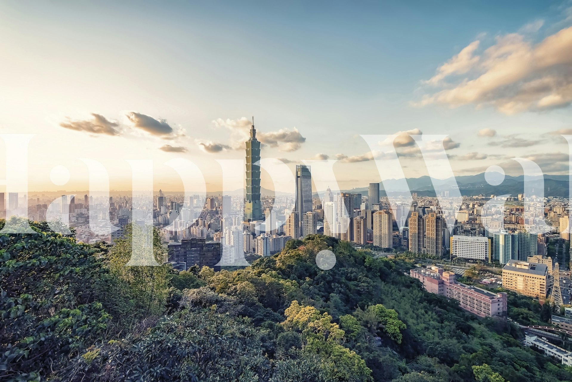 Fototapete der Skyline der Stadt Taipeh mit dem Wolkenkratzer Taipei 101