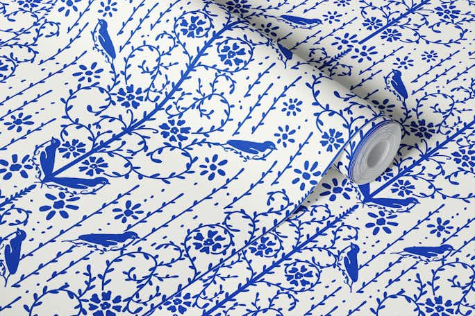 Classic blue French cottagewallpaper roll