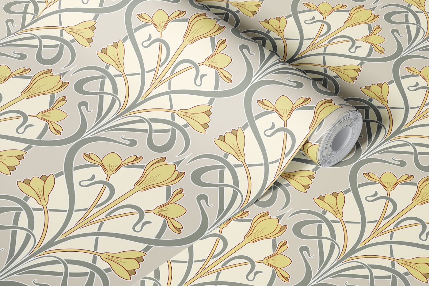 Crocus Art Nouveau wallpaper roll