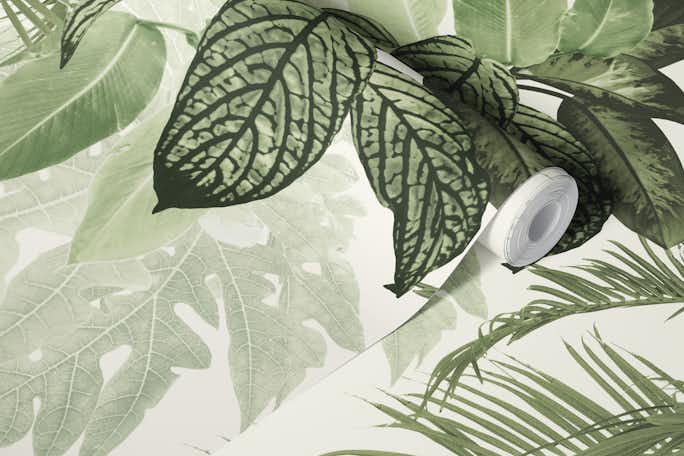 Modern Vintage Tropical Jungle Leaves 1wallpaper roll