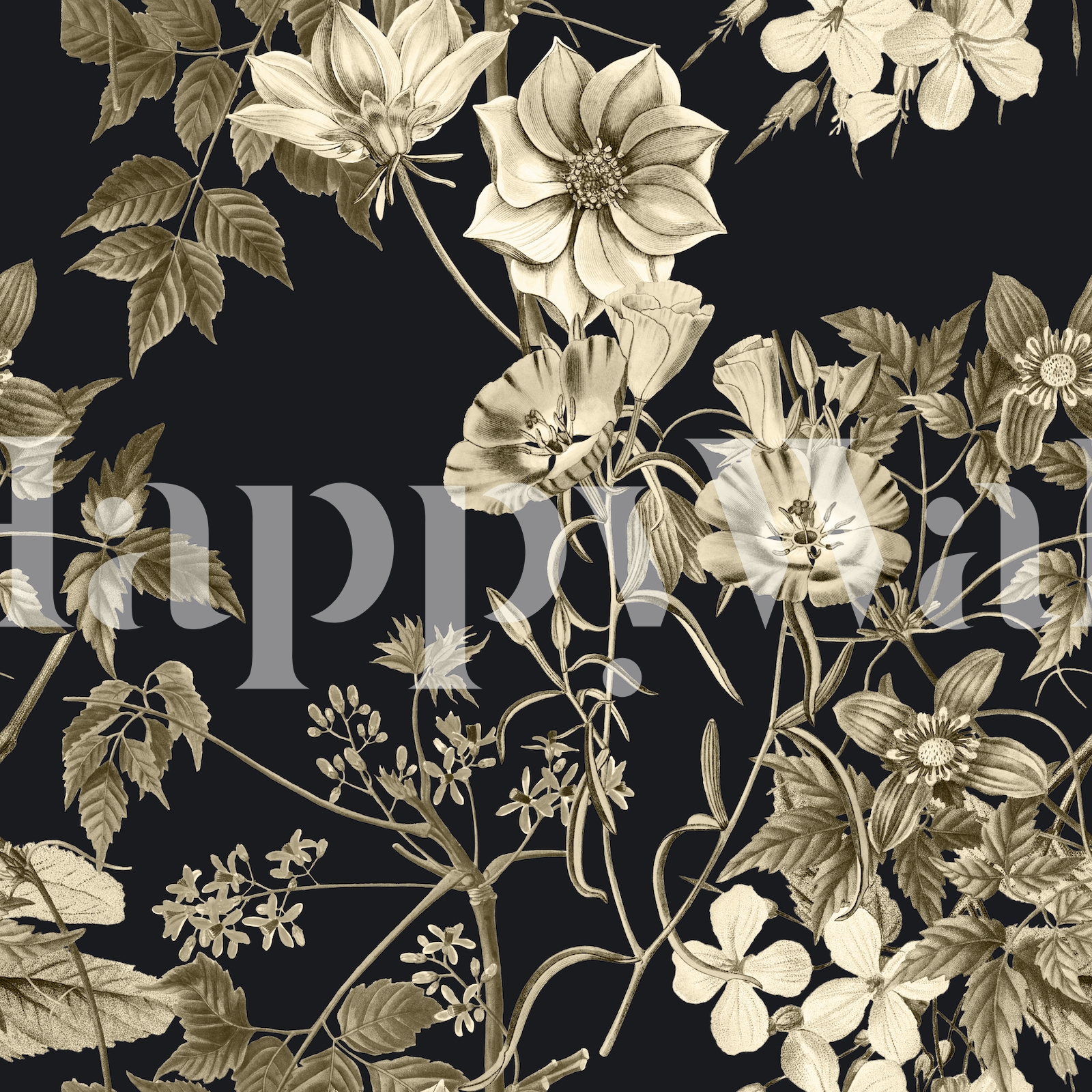 Sepia Flowers wallpaper - Free shipping | Happywall