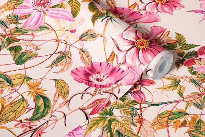 Vintage Pink Flowerswallpaper roll
