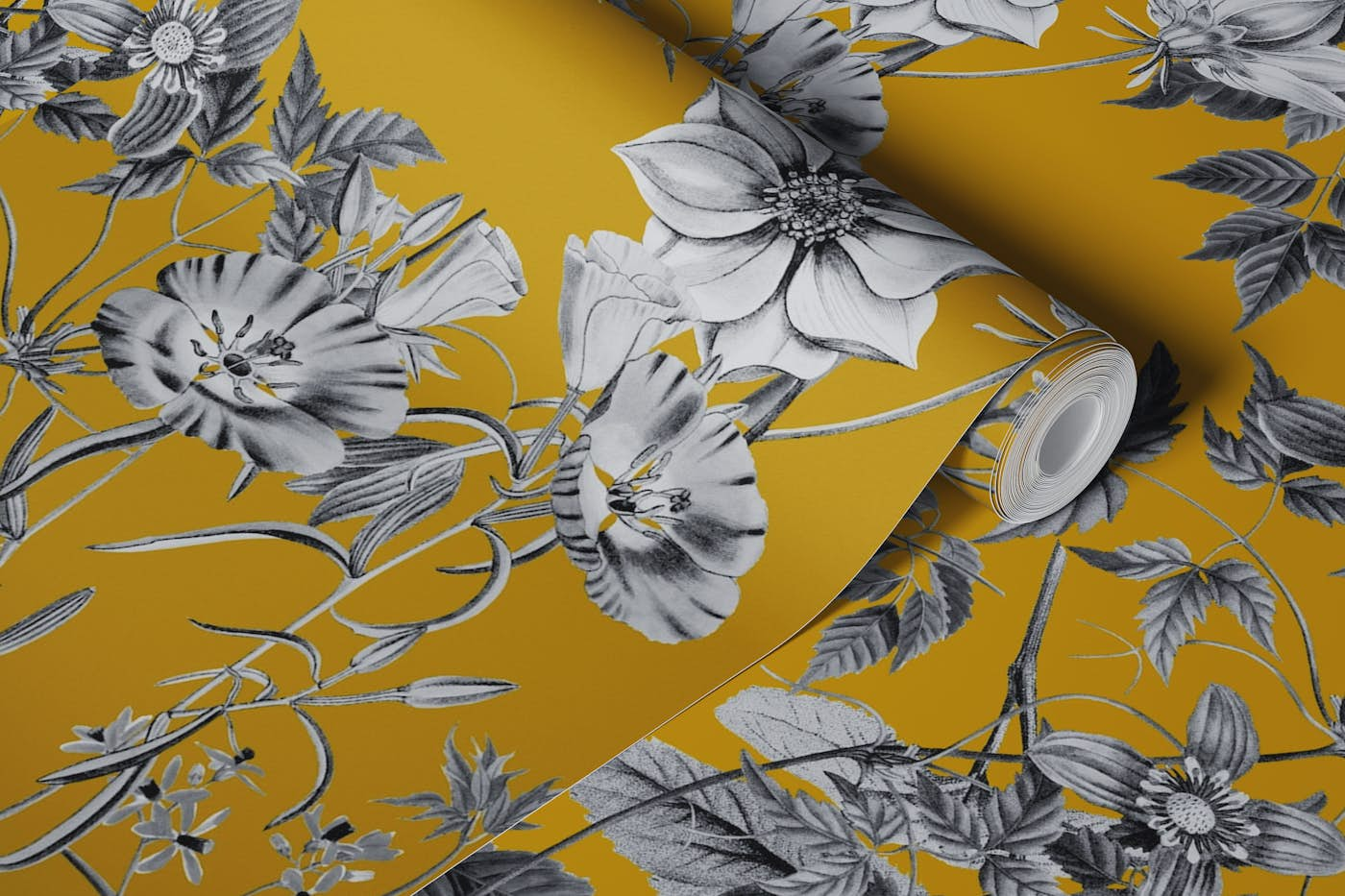 Vintage Yellow Flowers wallpaper roll