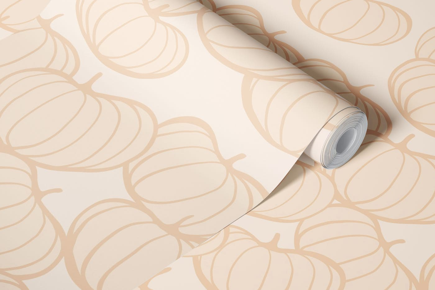 Retro Pumpkin Fall • PATTERN Ivory wallpaper roll