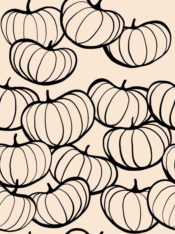 Retro Pumpkin Fall • MURAL Black on Cream