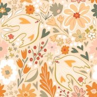 Retro Boho Love Bird Garden • PATTERN on Cosy Neutrals carta da parati
