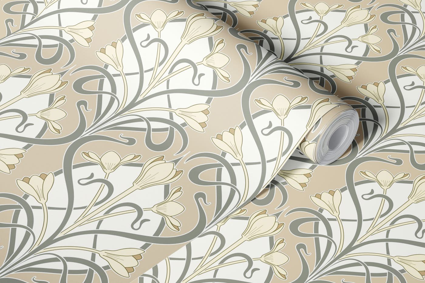 Crocus Art Nouveau_Neutral Colors wallpaper roll