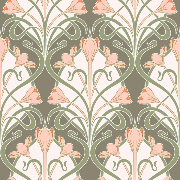 Crocus Art Nouveau_Olive-Sage-Salmon