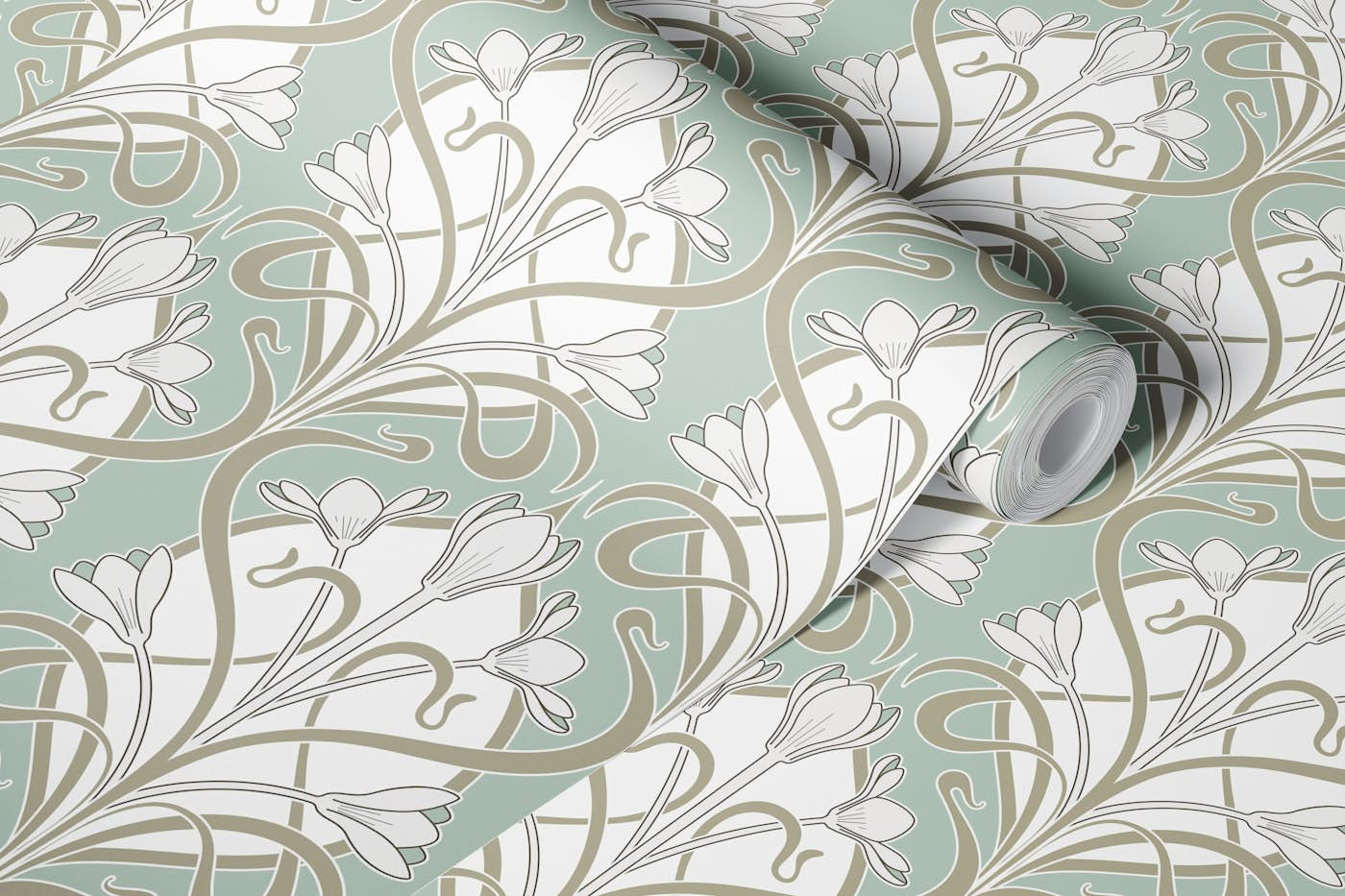 Crocus Art Nouveau_Powder Ash wallpaper roll