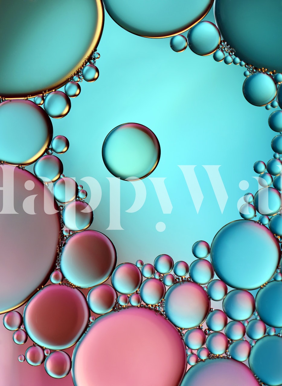 Colorful abstract bubble pattern with blue and pink tones wallpaper