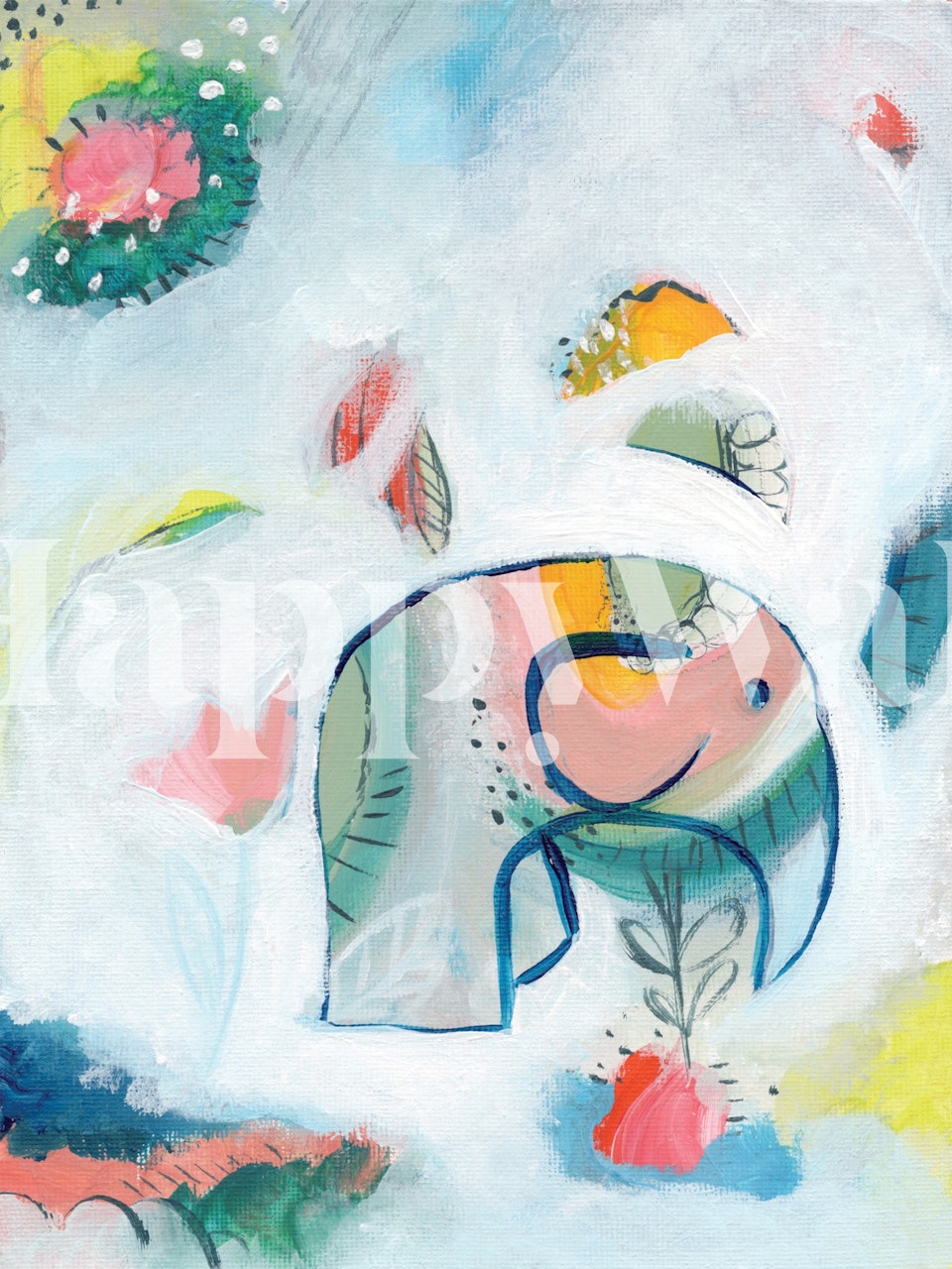 Papel pintado Boho elephant en una configuración de habitación