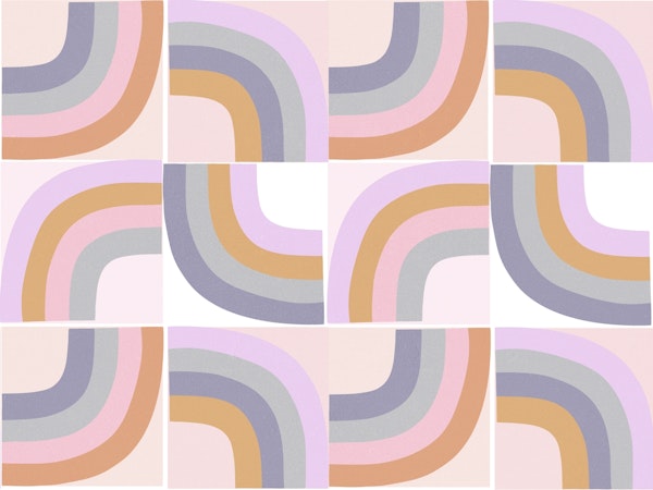 RETRO RAINBOW DECO TILES • MURAL LILAC