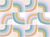 Retro Rainbow Deco Tiles • MURAL Teal and Lilac tapetit