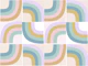 Retro Rainbow Deco Tiles • MURAL Teal and Lilac