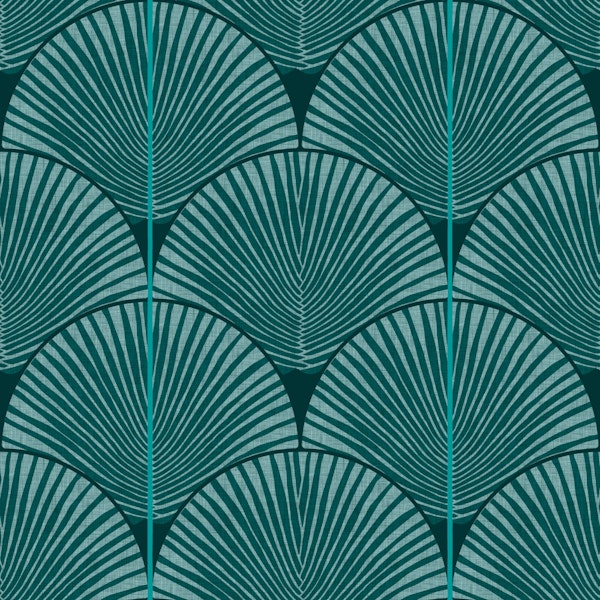 Japandi Palms Peacock Teal Large Scale