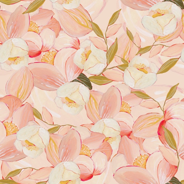 Painted flowers in blush pink