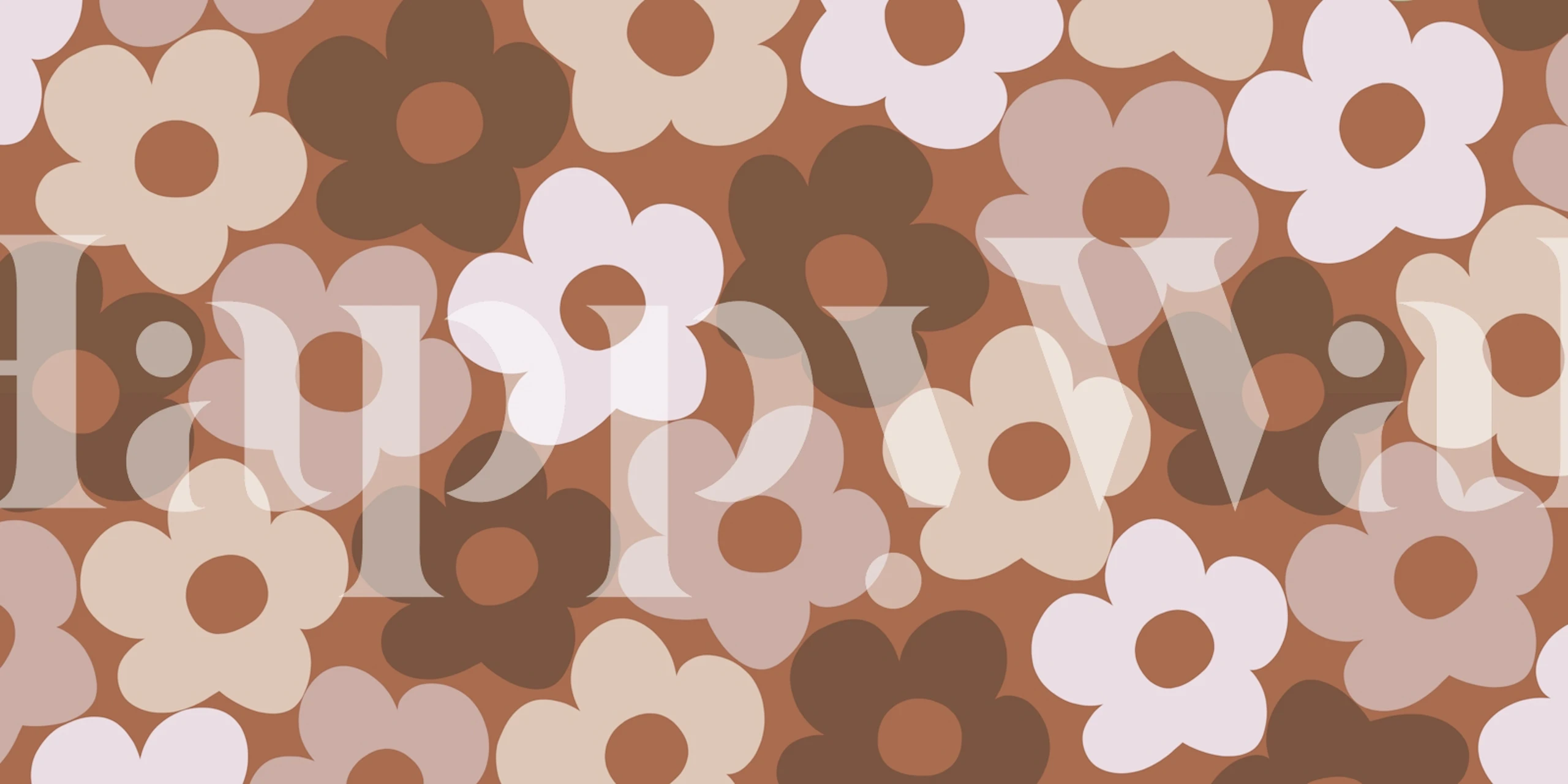 Colorful retro daisies in brown and pink tones wallpaper