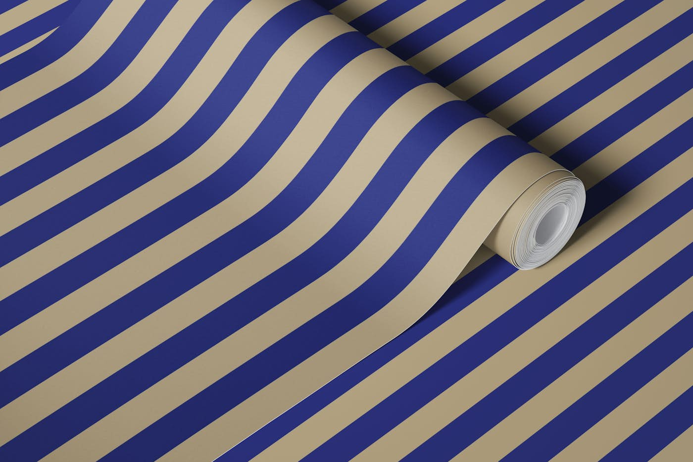 Sodalite/Navy and Sand Stripes wallpaper roll