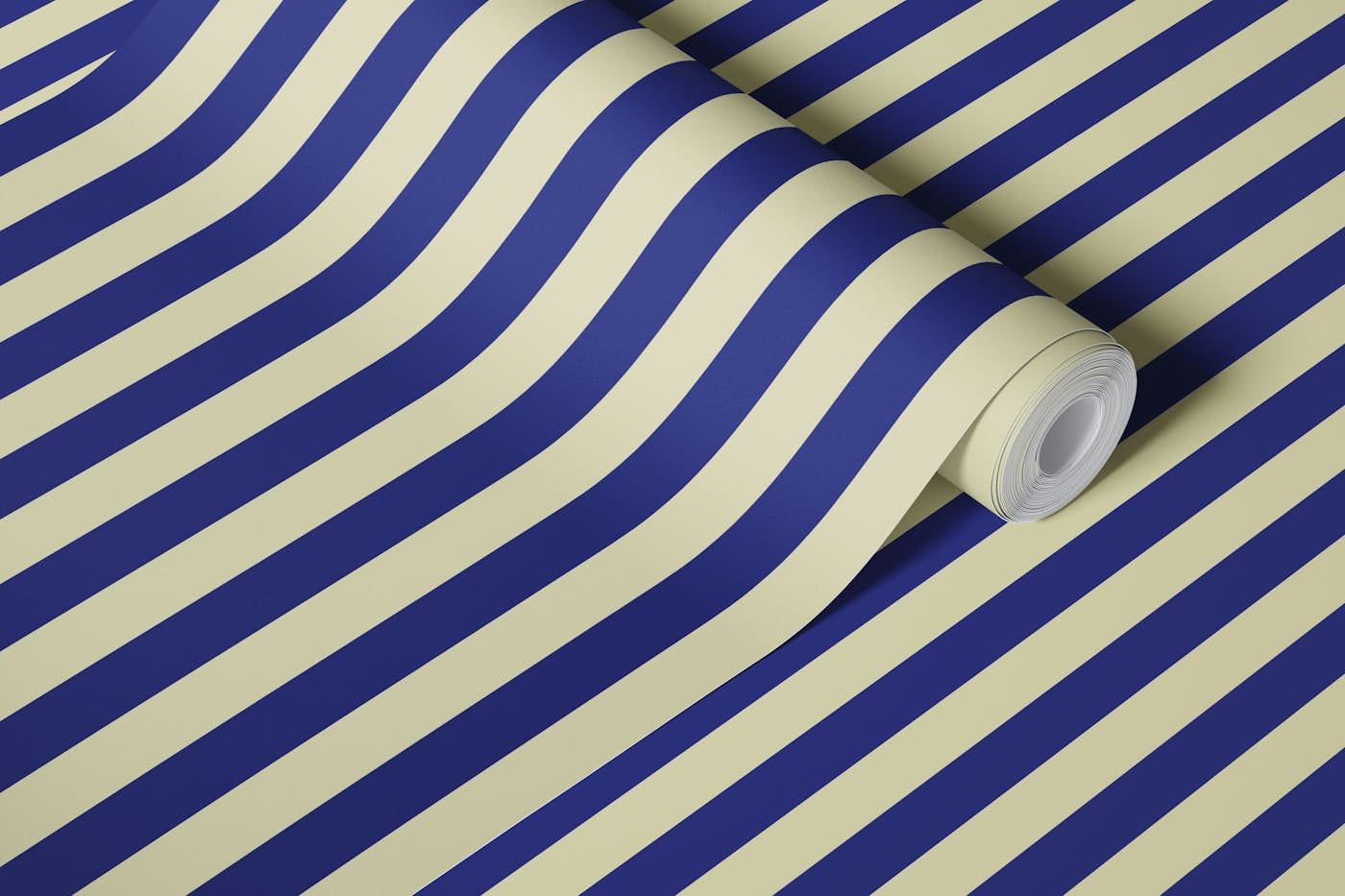 Sodalite/Navy and Light Sand Stripes wallpaper roll