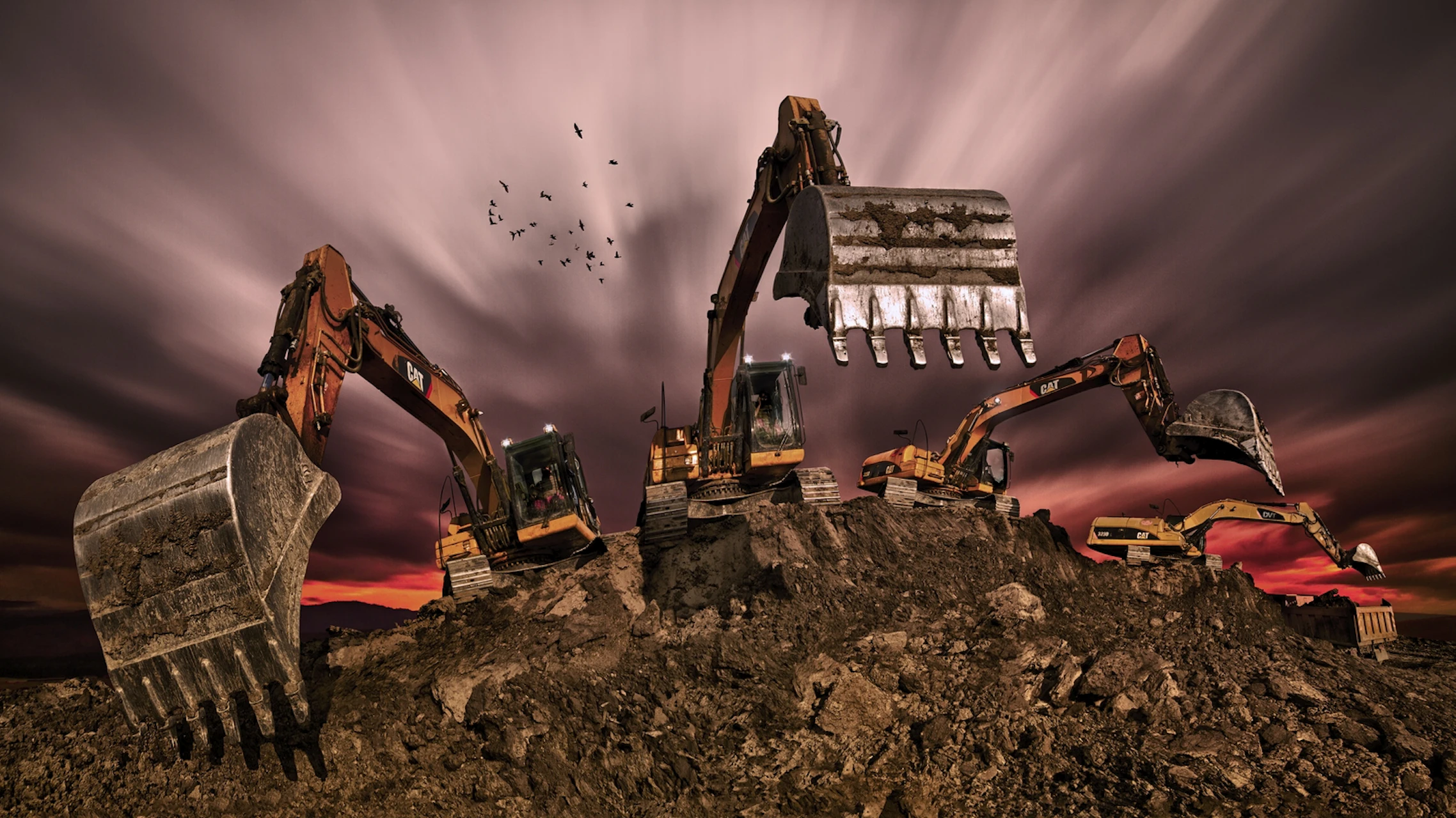 Apocalyptic mechanical invasion wall mural