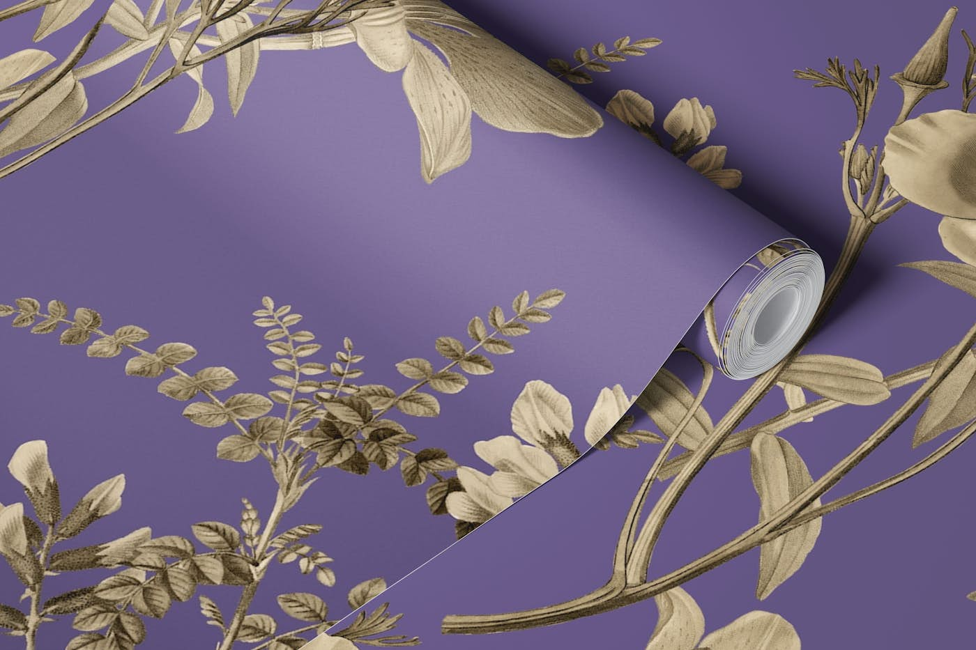 Vintage Purple Floral Pattern wallpaper roll