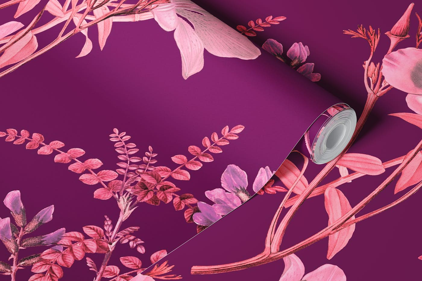 Magenta Floral Pattern wallpaper roll