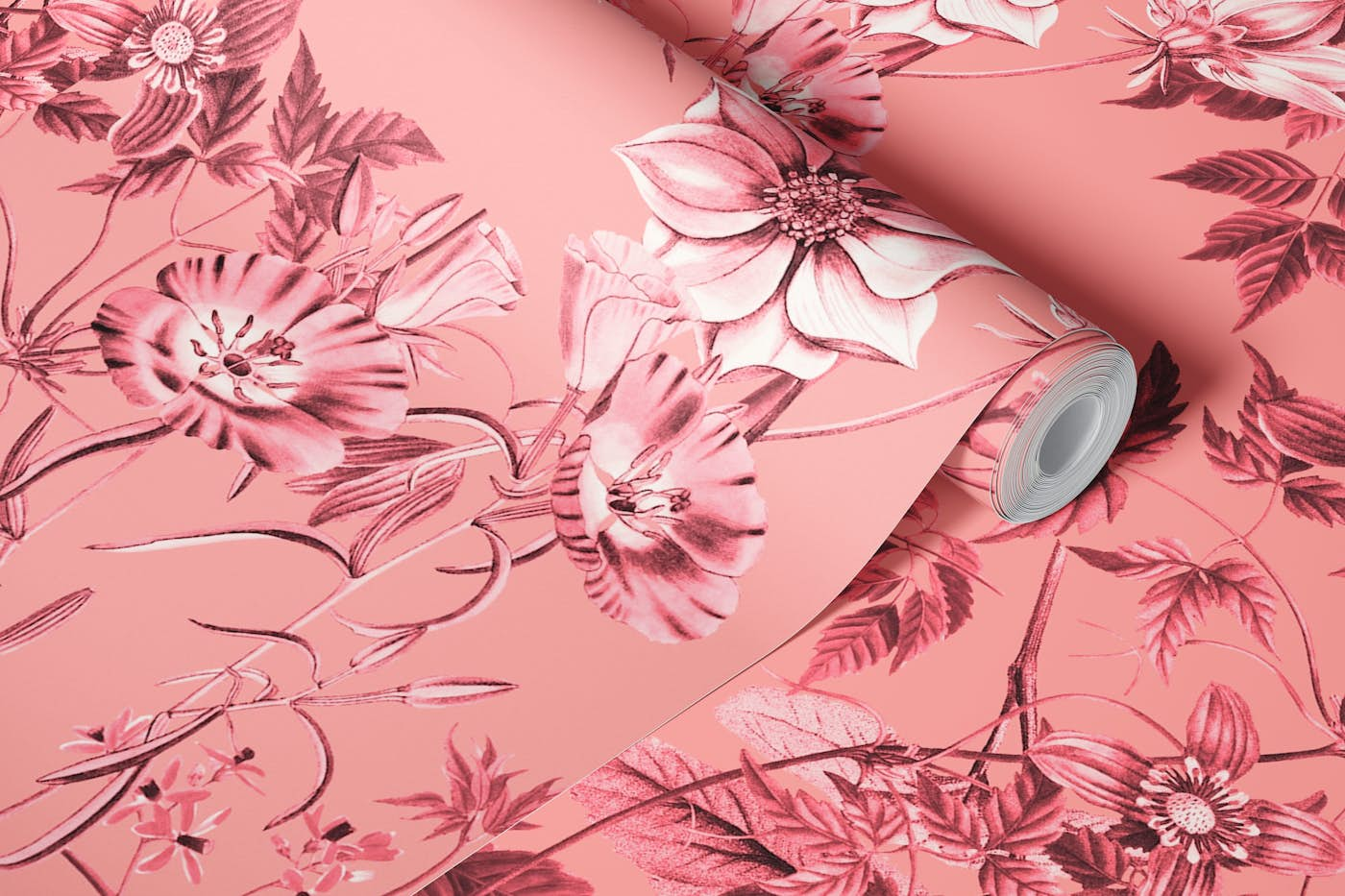 Pink Blush Floral Pattern wallpaper roll