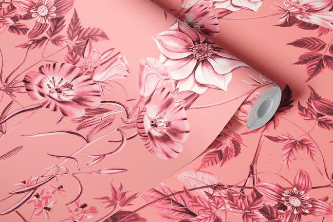 Pink Blush Floral Patternwallpaper roll