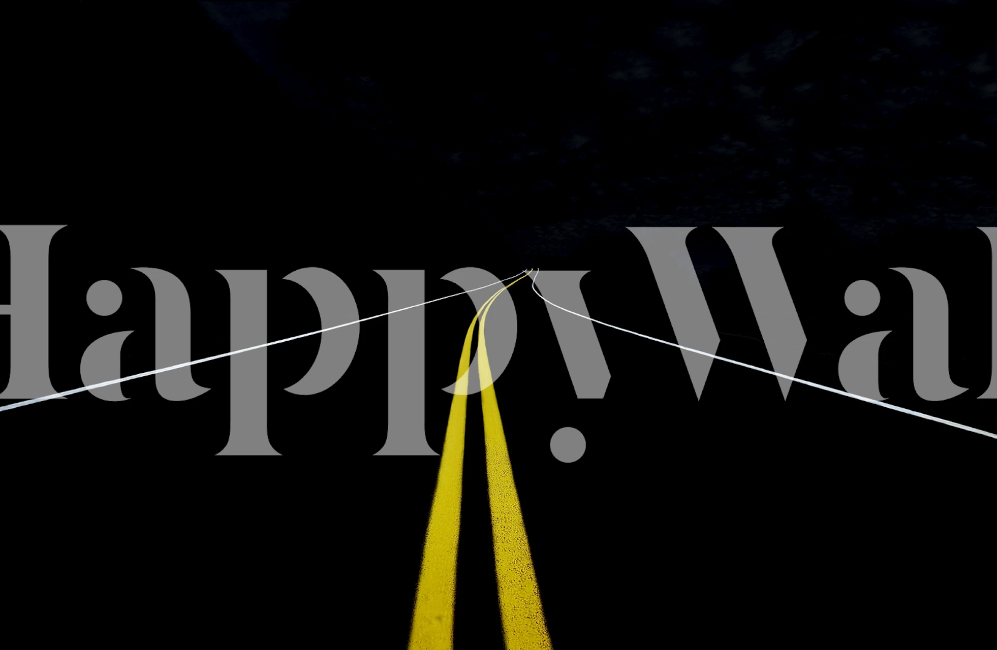 Curved yellow lines on black background road wallpaper