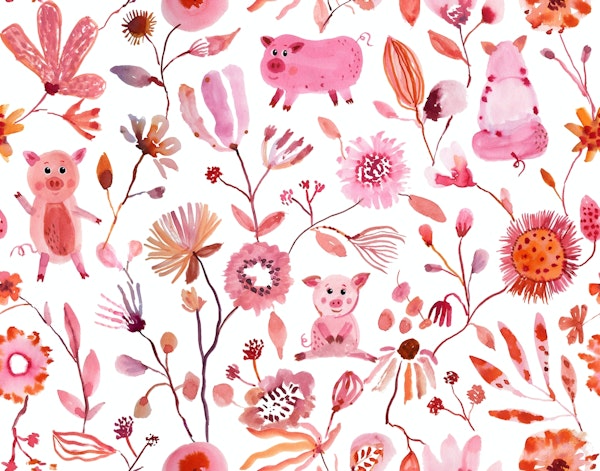 Little Pigs and Florals in Pink