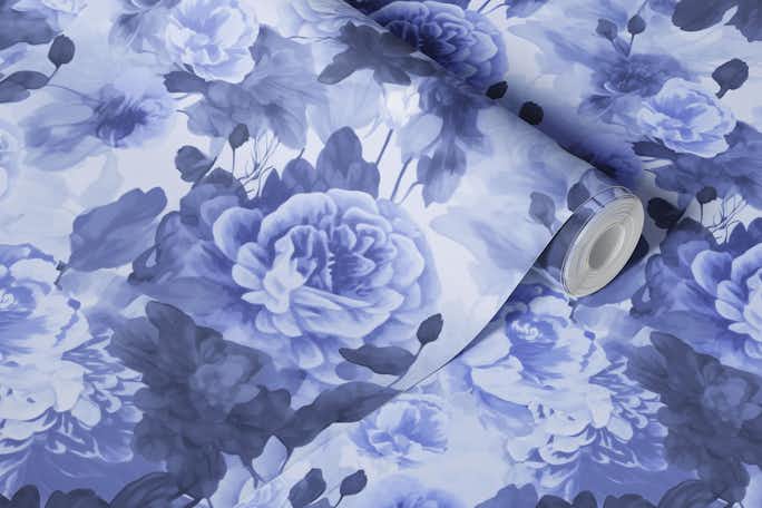 Baroque Roses Floral Nostalgia Design In Moody Colors Bluewallpaper roll