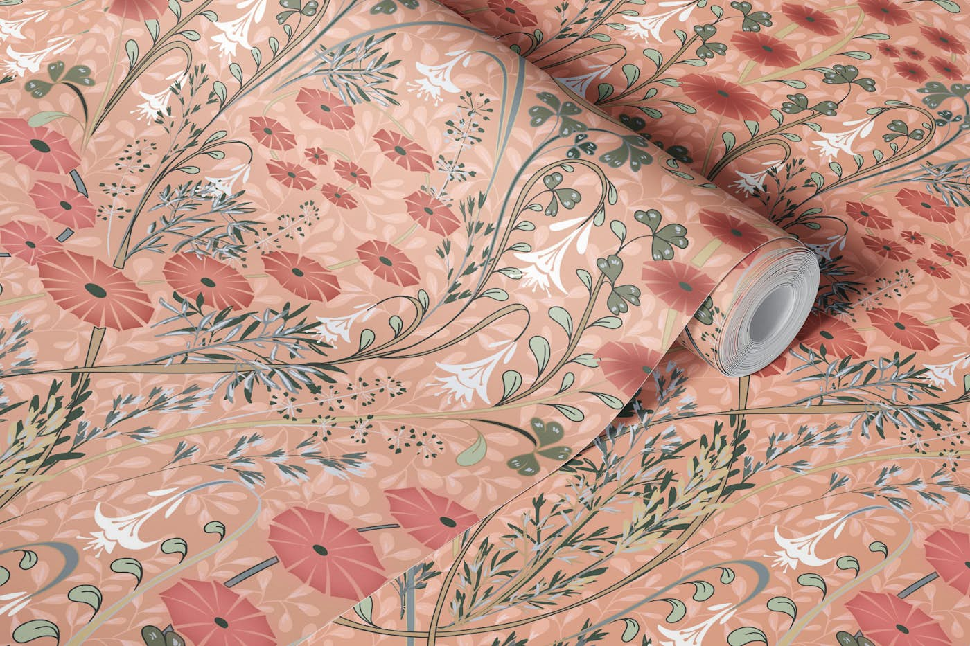 Meadow scent terracotta wallpaper roll