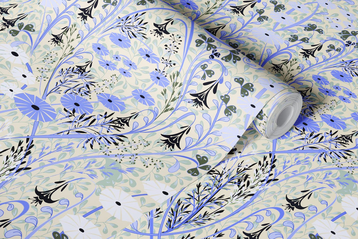 Meadow scent periwinkle wallpaper roll