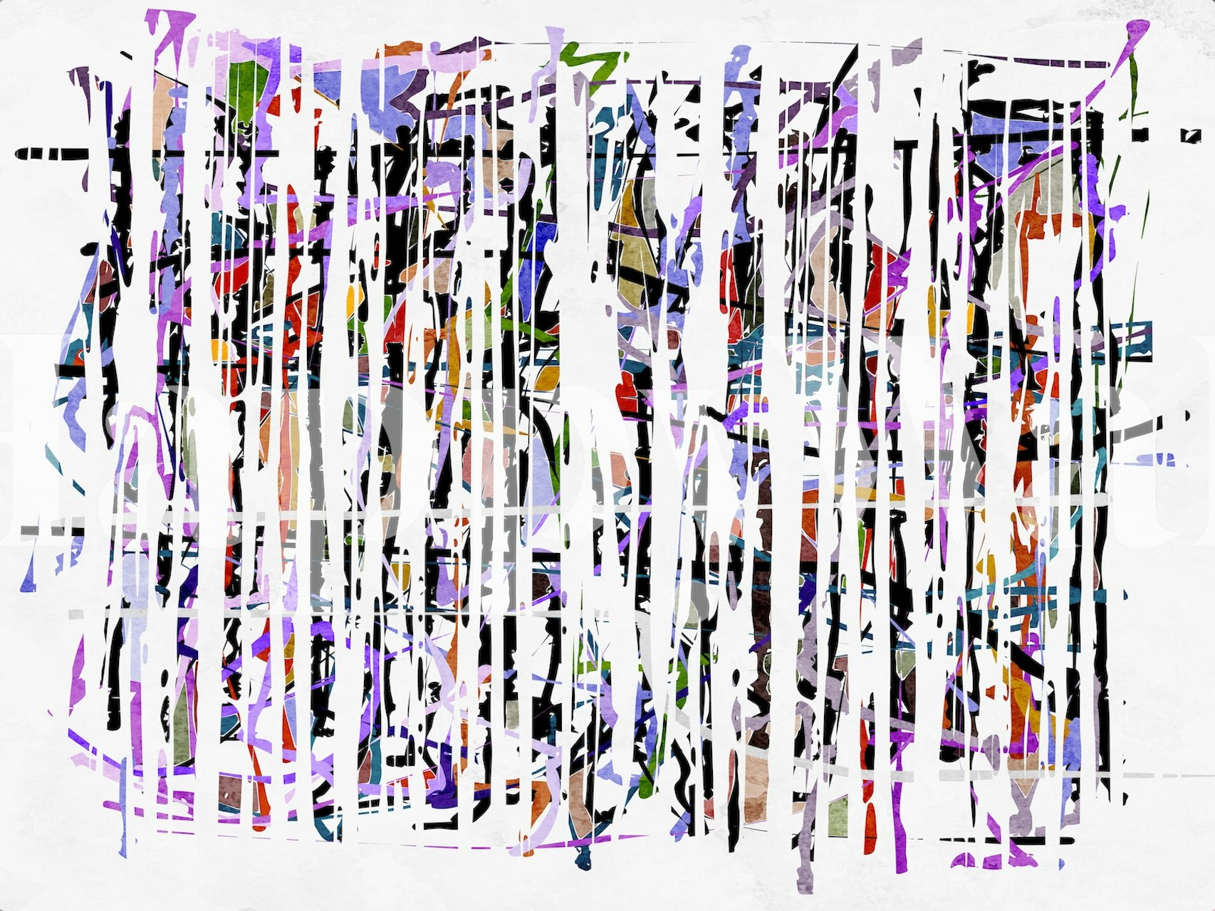Colorful abstract brush strokes with white vertical lines wallpaper