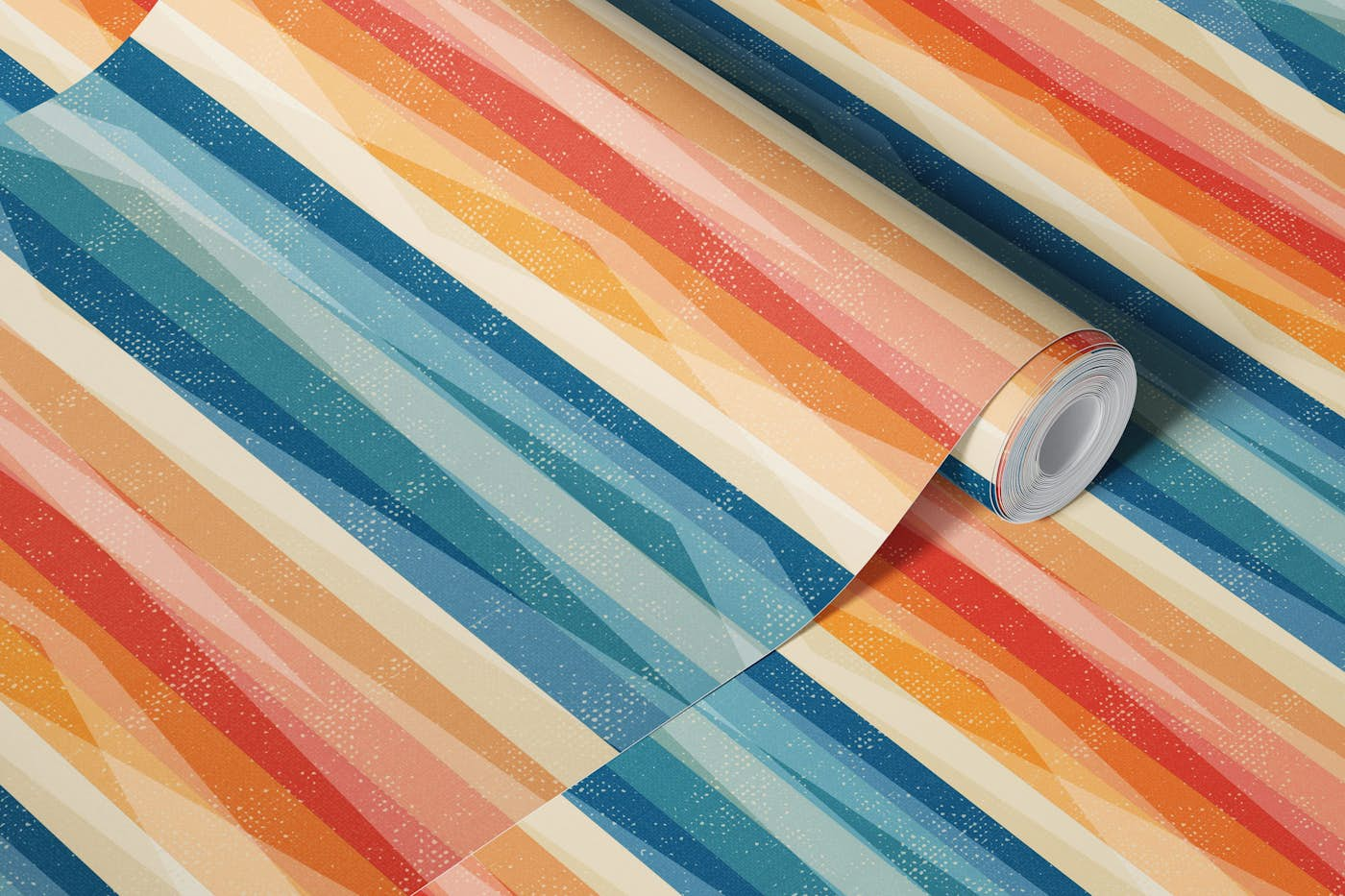 Retro stripes horizontal wallpaper roll