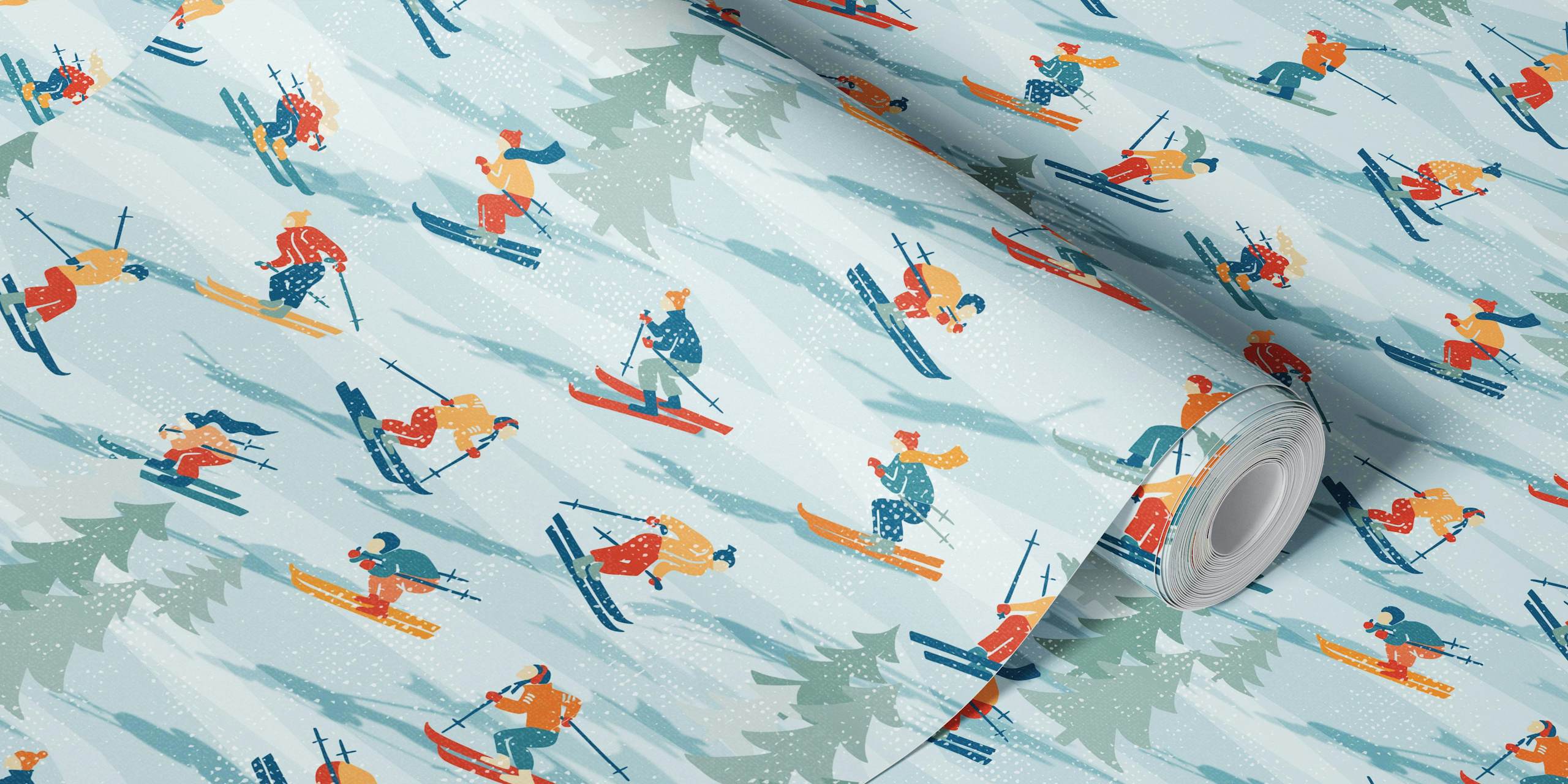 Retro Sportive Ski textured dizajn tapeta