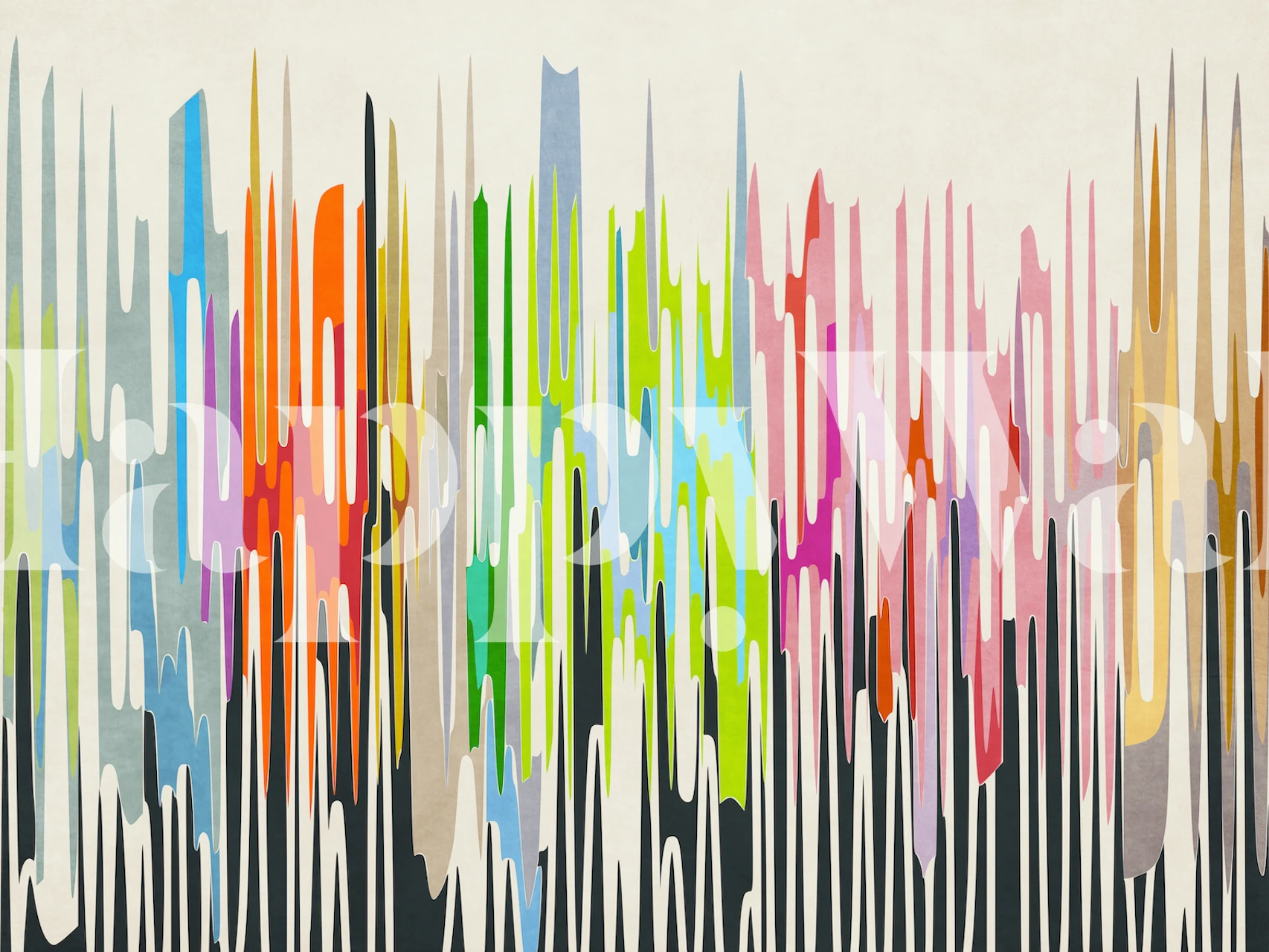 Colorful abstract waves pattern in pink, blue, and green wallpaper