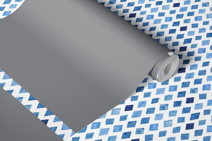 Blue watercolor diamondswallpaper roll