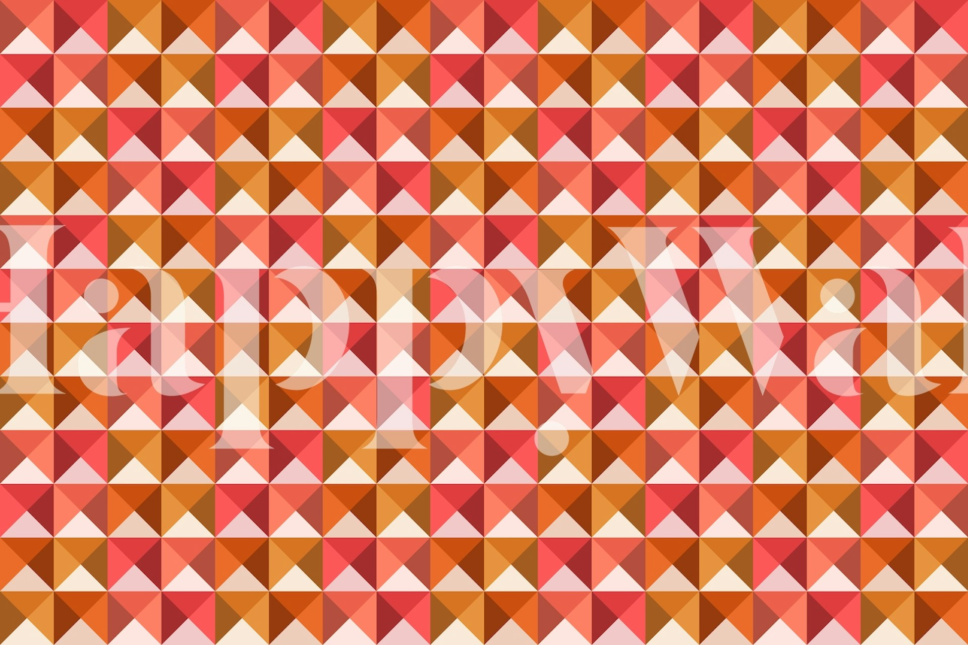 Colorful geometric triangle wallpaper in shades of pink and orange