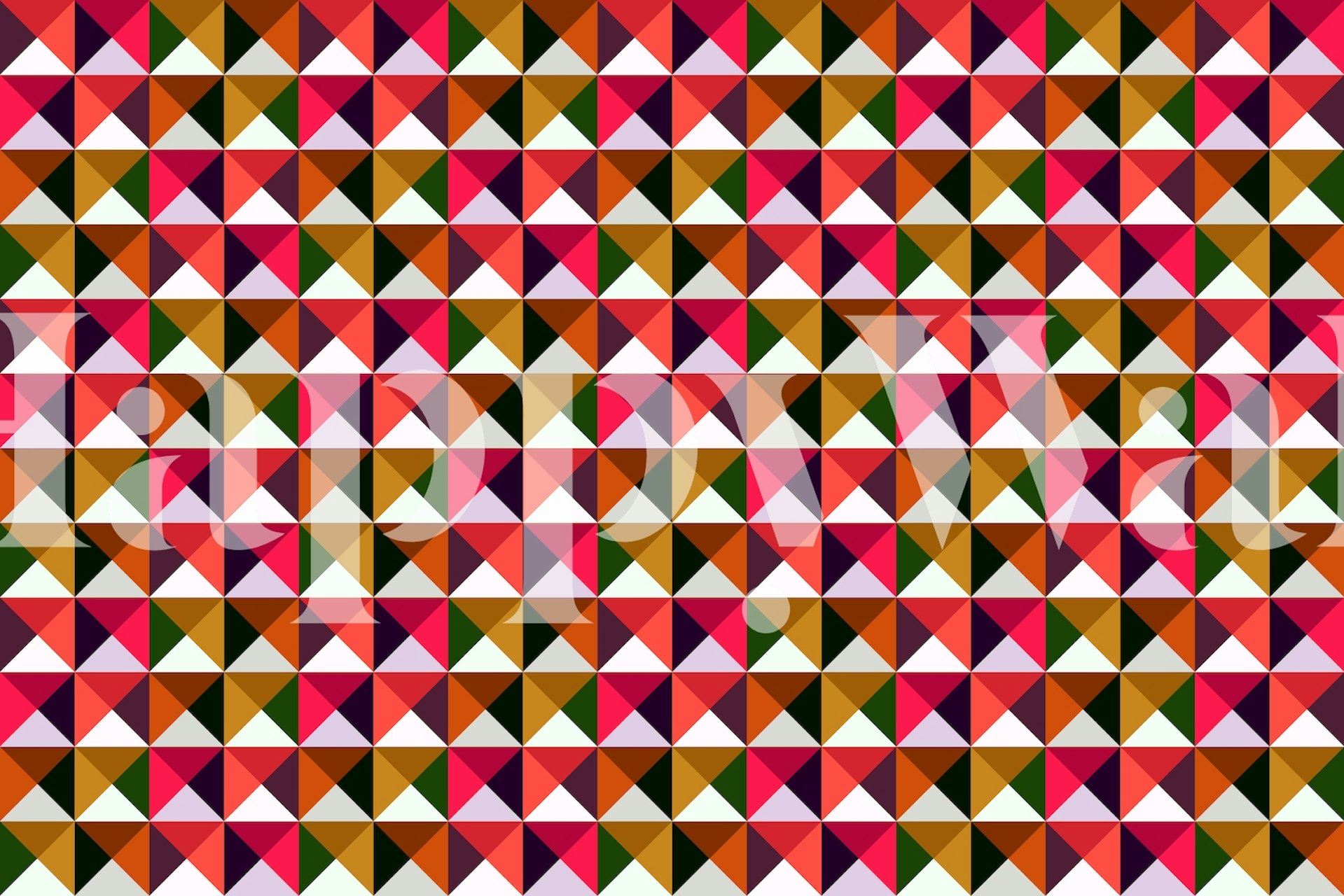 Colorful triangles wallpaper in a room