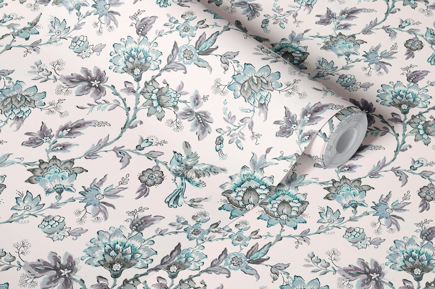 The Charm Of Past Centuries Vintage Wallpaper Design Teal wallpaper roll