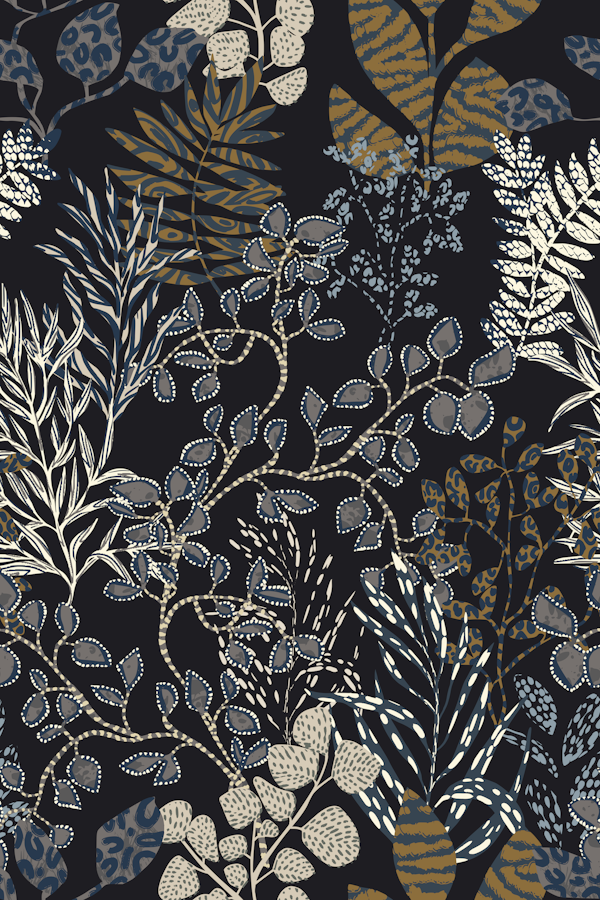 animal pattern leaves night